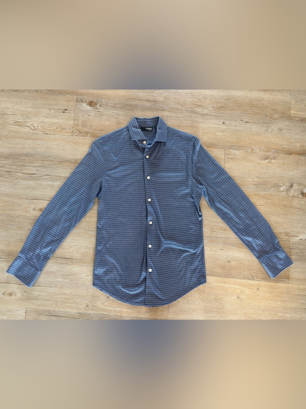 Murano Men's Navy Blue Patterned Zip-Up Sweater